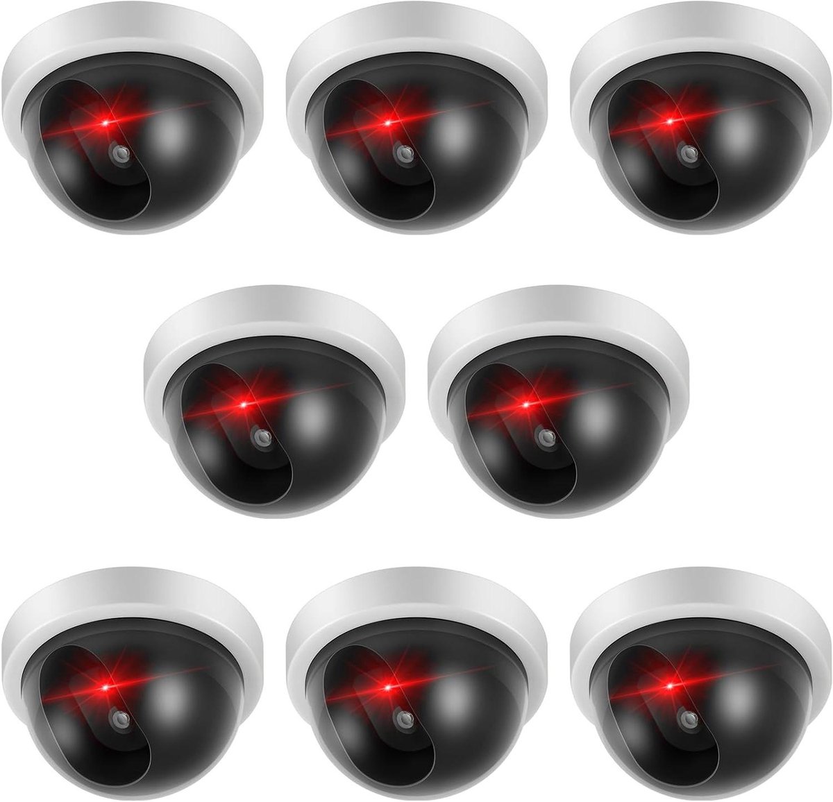 Nep Beveiligingscamera - Dummy Camera Nep Camera - Beveiliging Verhoging - Knipperend LED Licht - 8 stuks - Wit