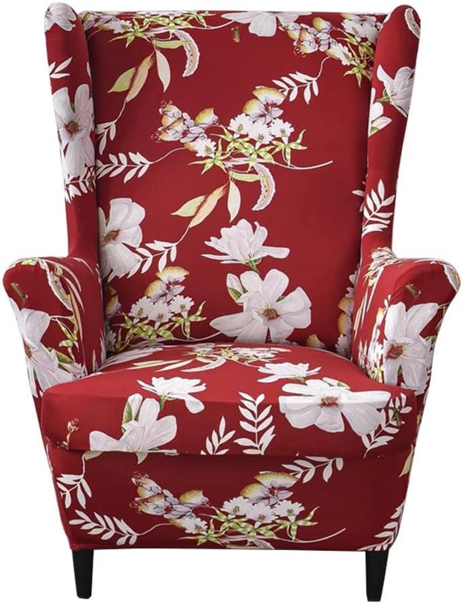 Wingstoel Hoezen - Fauteuilhoezen Leunstoel - Meubels Beschermen - 2-Delig Jacquard Stof - Universele Maat - Rood