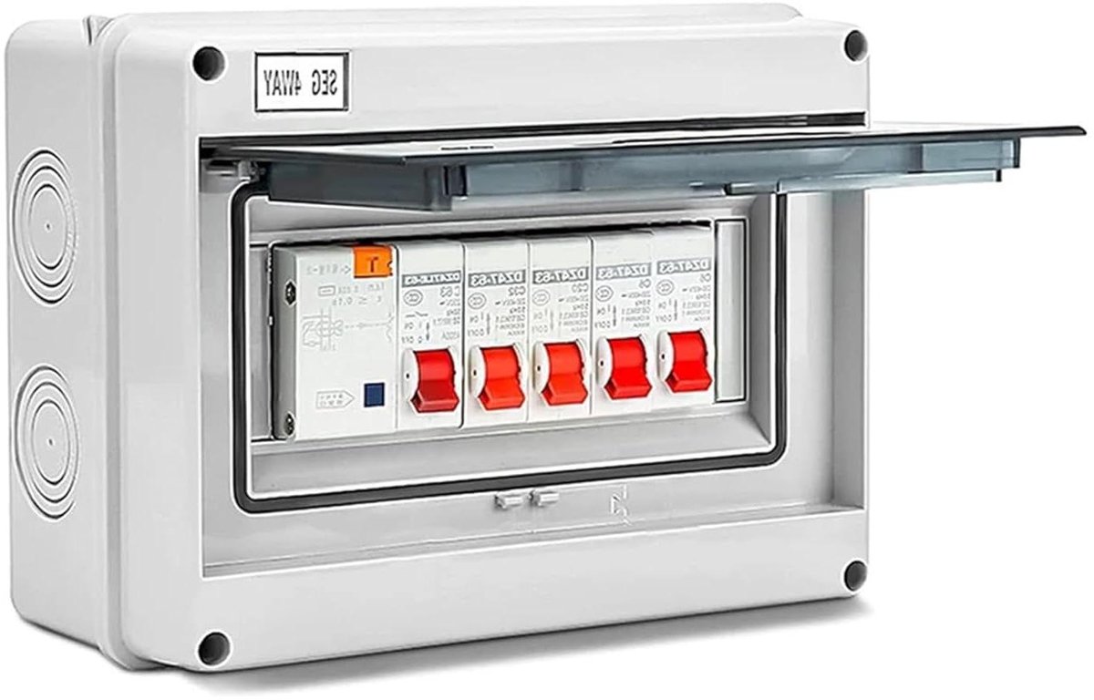 Consumenteneenheid 4-weg - Stoppenkast Caravan Garage - Elektrische Beveiliging - IP65 Bescherming - 25 x 17 x 12 cm - Wit
