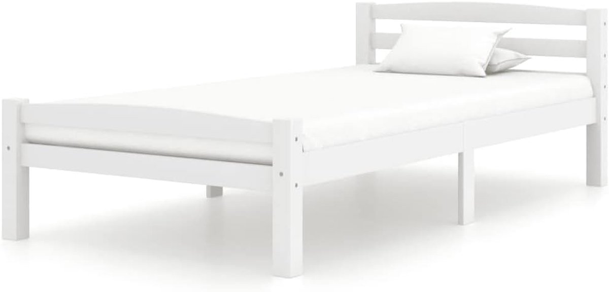 Houten Bedframe - Bedombouw Grenen - Moderne Slaapkamer - Stevige Constructie - 200x100 cm - Wit