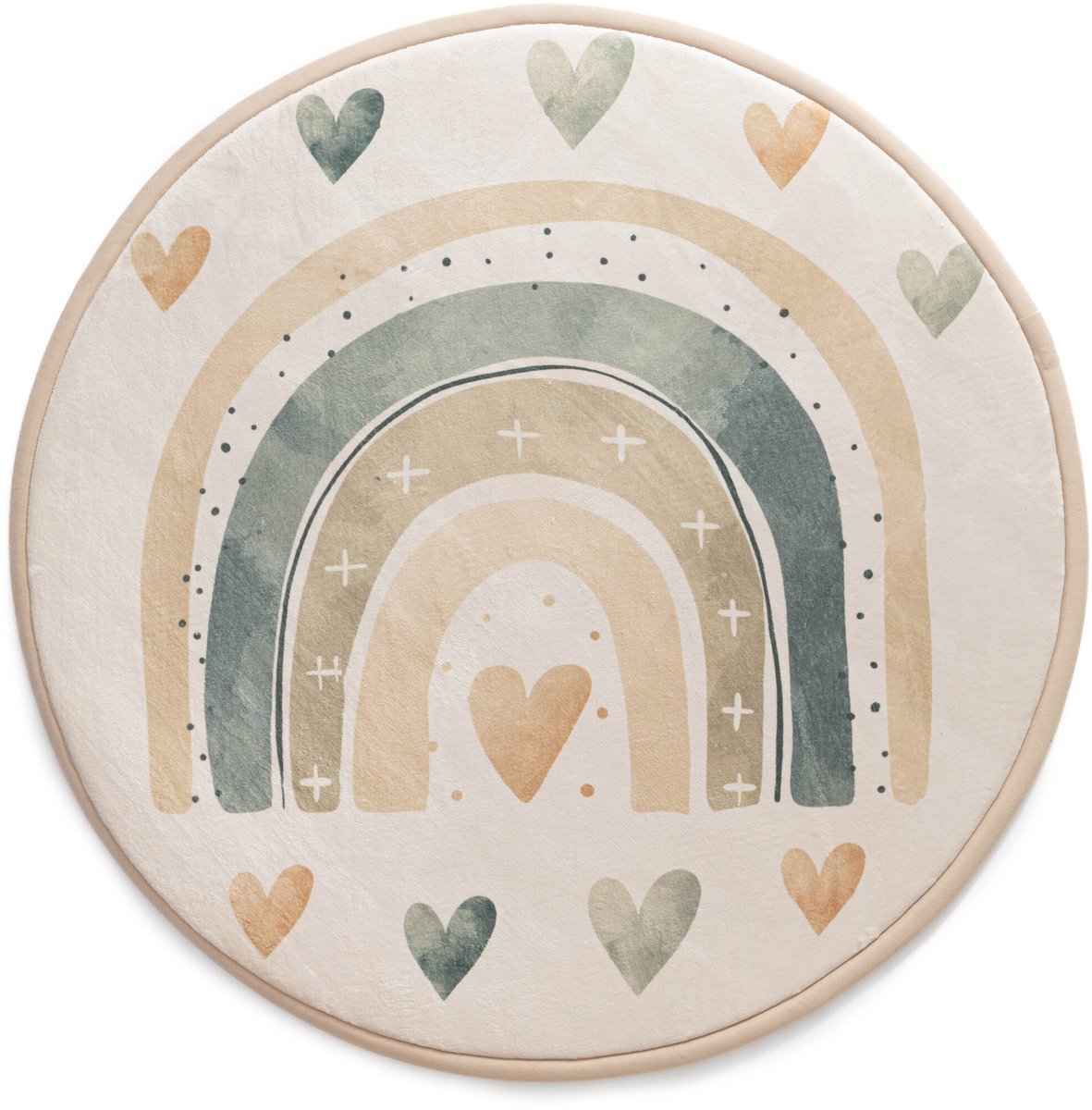 Speelkleed rond - Pluffy Heart crème/multi 160 cm