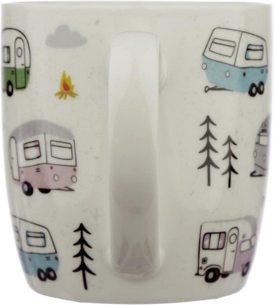 Porseleinen Mok Caravan - Thee Mok Koffiemok - Dranken Serveren - Caravan Thema Ontwerp - 300ml - Wit — afbeelding 4