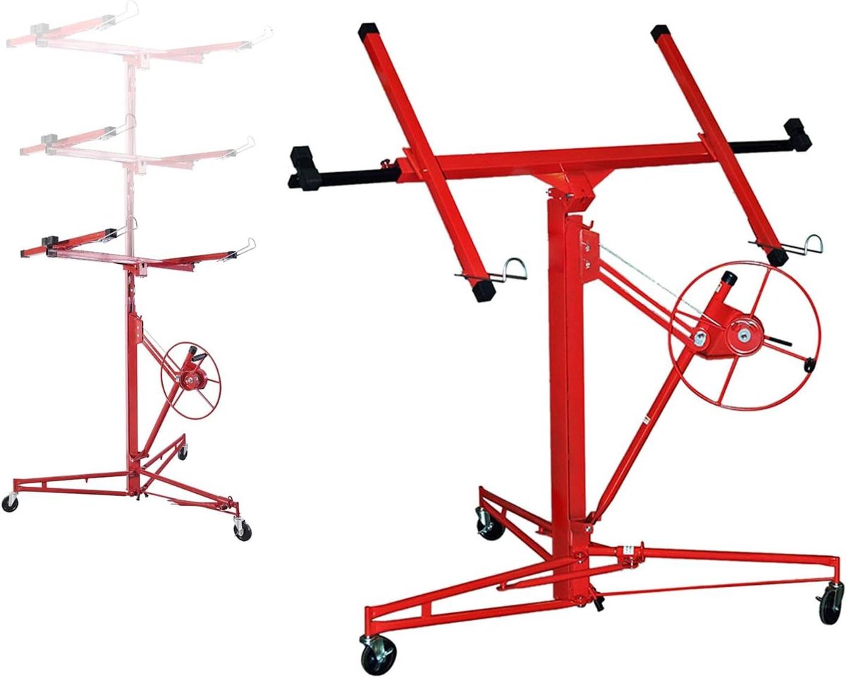 Platenlift XXL - Gipsplaatlift montagehulp - Plafonds afwerken - Kantelbaar schuine plafonds - 140-350 cm - Zwart