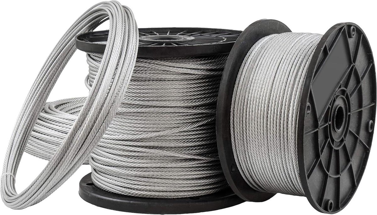 Stalen Kabel - Lier Touw Spankabel - Trekken en Heftechniek - Thermisch Verzinkt - 6mm 5m - Zilver