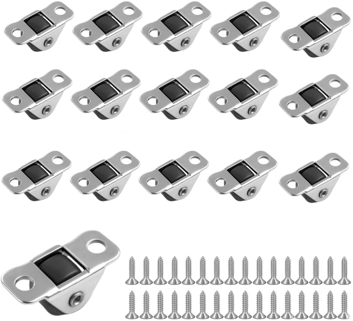 16 stuks kleine meubelwielen, wielen voor meubels, meubelwielen, met stalen bovenplaat, 1,2 cm rubberen loopwielen, stille steunwielen, voor kasten, gereedschapskisten, doe-het-zelf