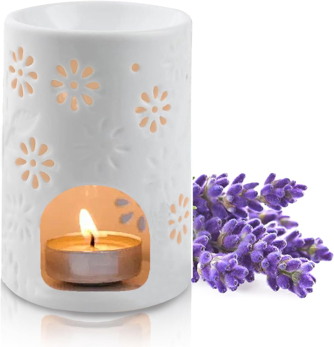 Wierookbrander voor etherische olie, wit, aroma-brander, theelichthouder, geurlamp van keramiek, brander voor etherische oliën van keramiek