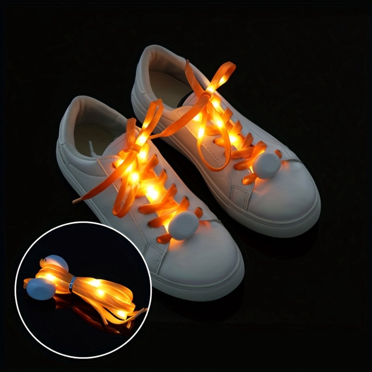 Veters LED - Lichtgevende veters - Opvallende veters - Schoenveters met verlichting - Glow in the dark veters - Coole veters - Schoenveters - Op batterijen - 120 cm - Oranje - Jonyx