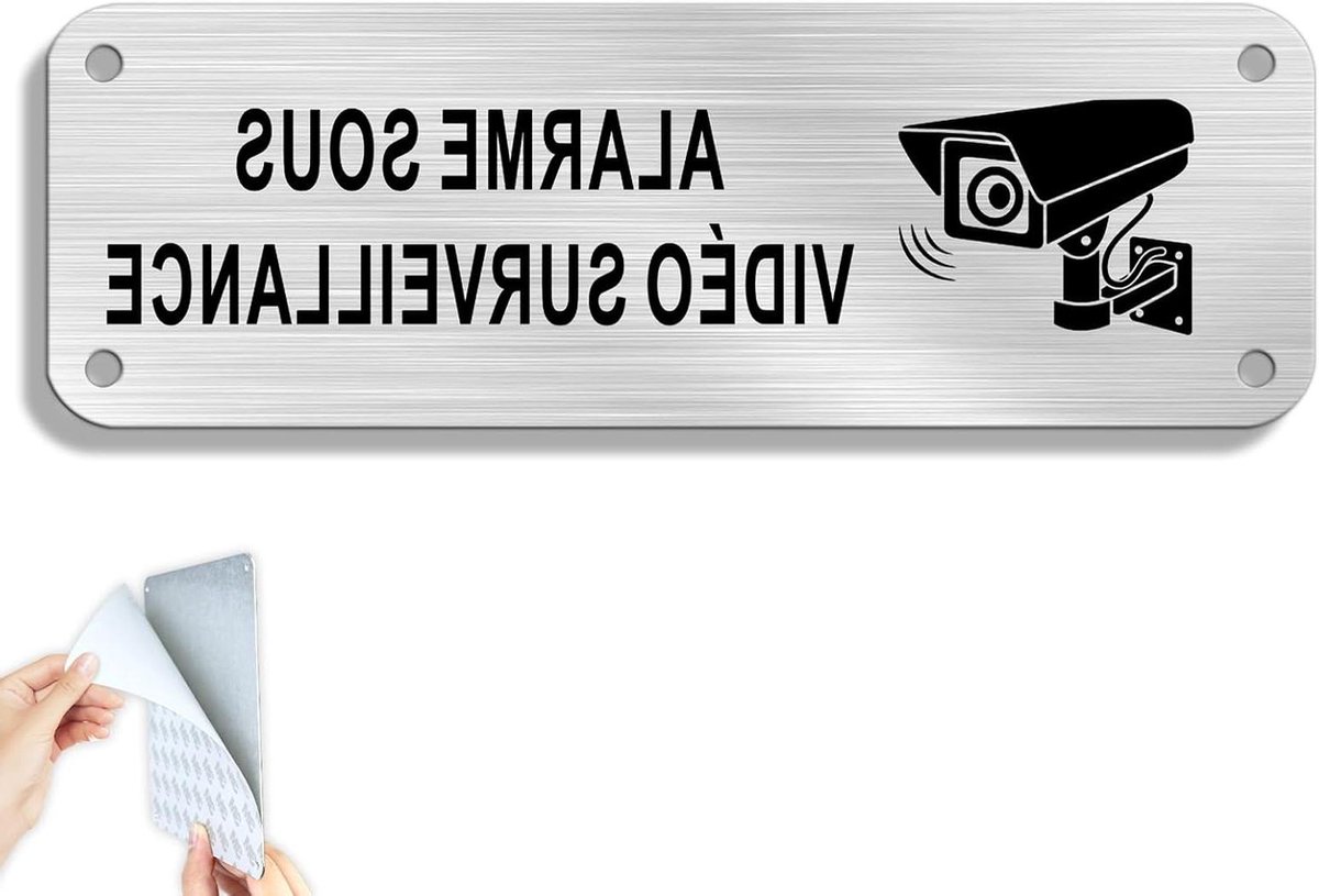 Bewakingsbord - Waarschuwingssticker - Veiligheid Vergroten - Reflecterend Aluminium - 150x50 mm - Zilver