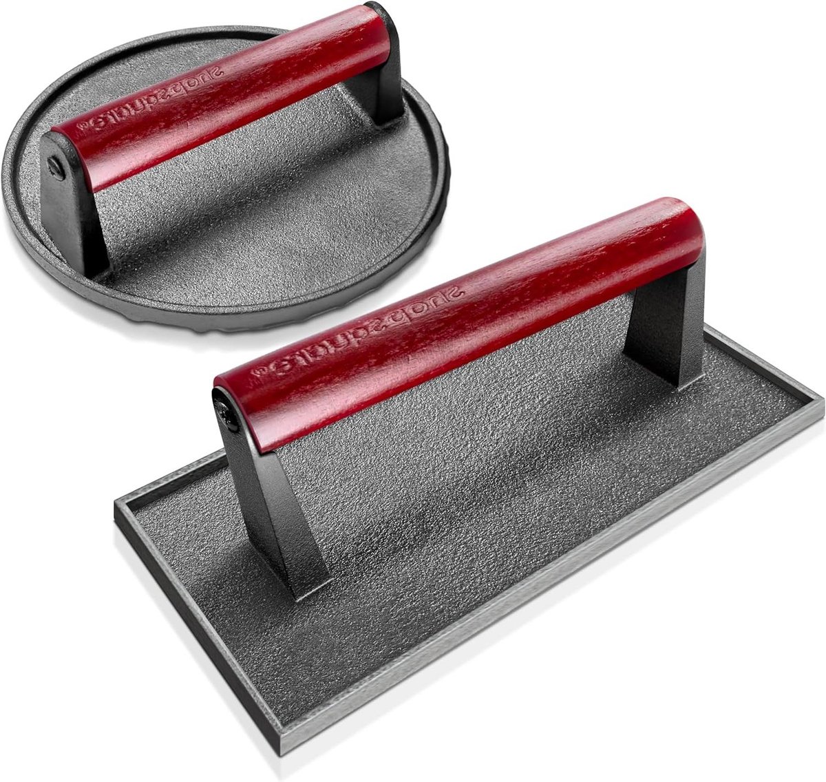 Gietijzeren Spekpers - Vleespers Grill - Snel Grillen - Gegroefde Grillmarkeringen - 178 cm Rond - Zwart
