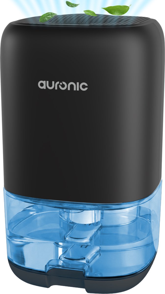 Auronic Luchtontvochtiger - Ontvochtigt 450ml Per Dag in Huis - 1L Waterreservoir - LED - Vochtopnemer voor in Woonkamer, Slaapkamer & Badkamer - Dehumidifier - Zwart