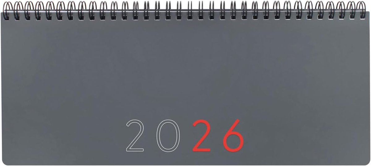 - Dagplanner + notities, weekoverzicht 2026, weekoverzicht + notities januari 2026 - december 2026 (12 maanden), grijs, Catalaans