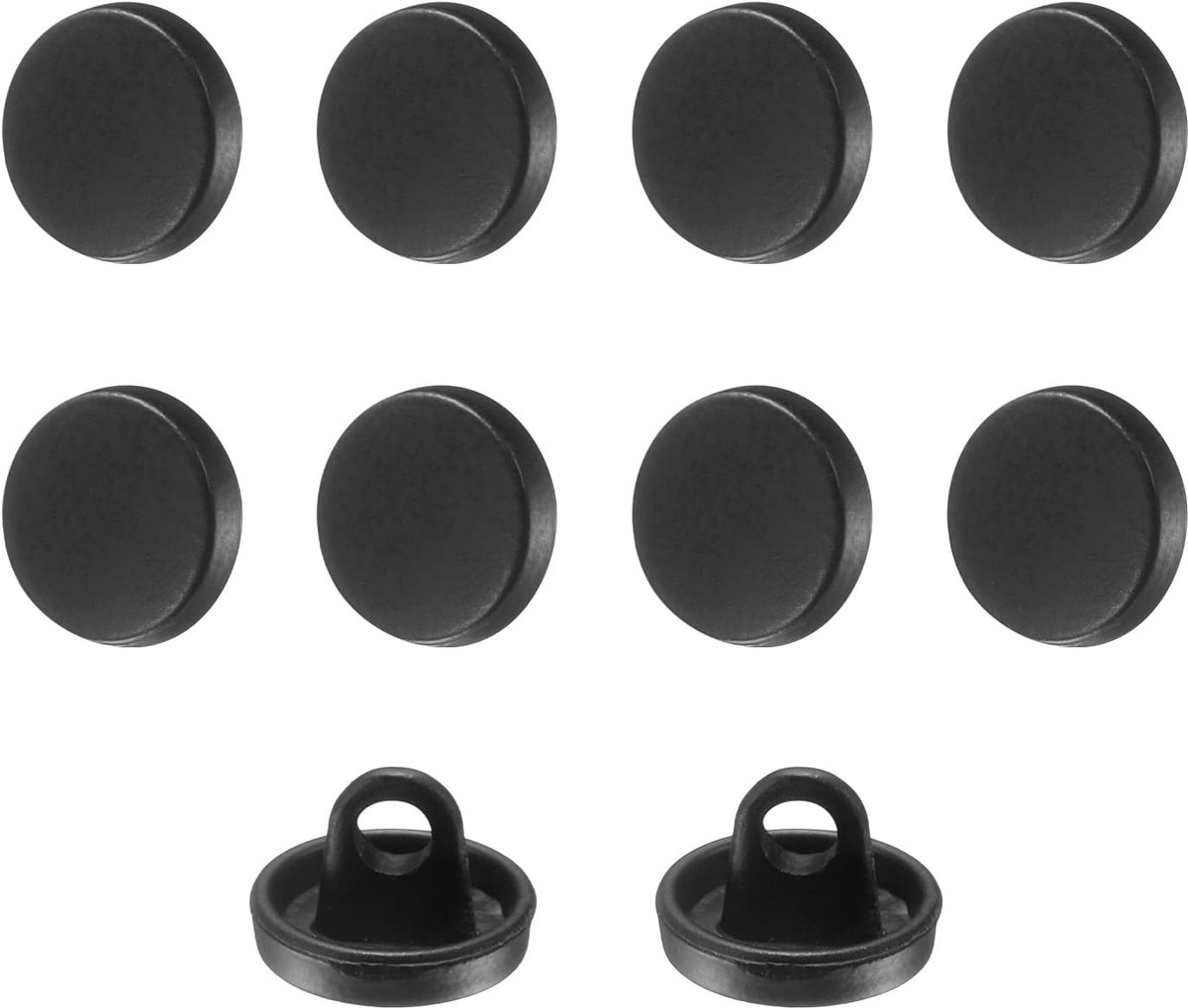 Knopen, 9 mm, metaal, platte buttons om aan te naaien, ronde knutselknopen voor kleding, broeken, mantels, jassen, blazer, hemd, pakken, decoreren handwerk, zelf maken, mat zwart