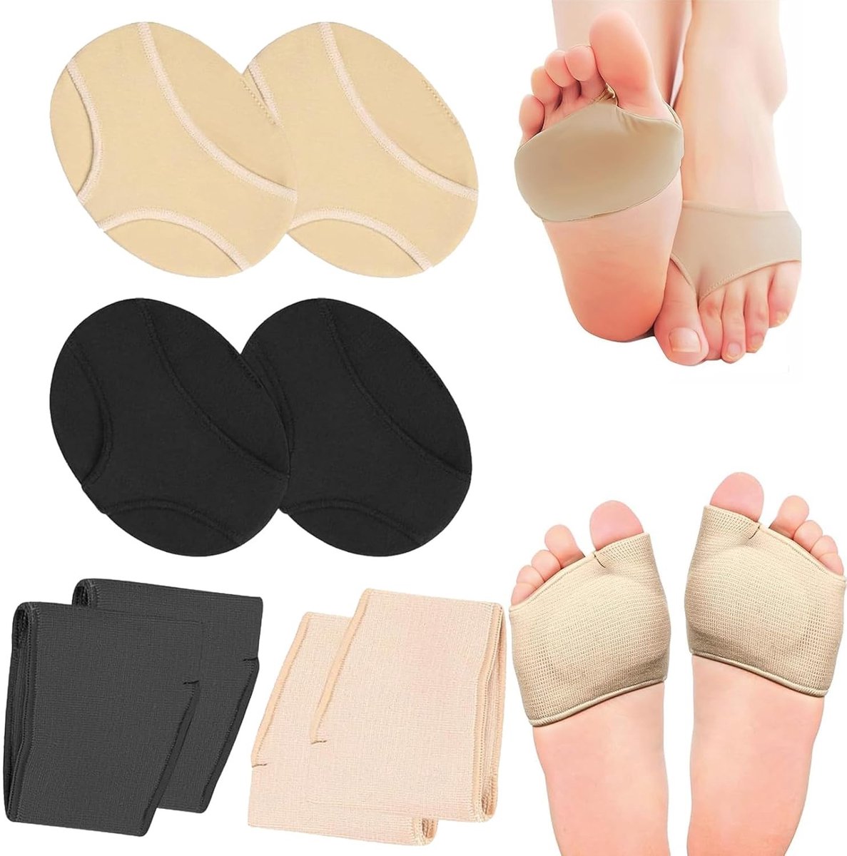 4 Paar Voorvoet Kussens, Metatarsaal Kussen voor Pijnverlichting, Zachte Ballet Kussens voor Comfort en Ondersteuning