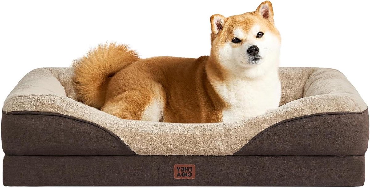 Hondenbed Orthopedisch - Hondenmand - Rustgevende Slaap - Memory Foam Vulling - 91x68 cm - Bruin