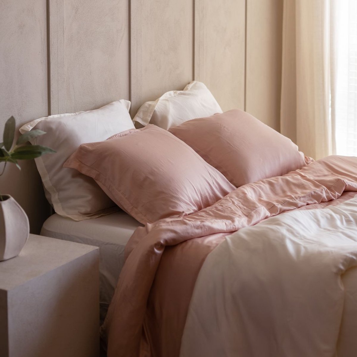 Coco & Cici - Eco Bamboe Dekbedovertrek Powder peach - 140x200 + 1 kussensloop 60x70