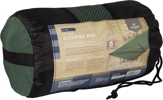 Fleece Slaapzak - Outdoor Dek - Kamperen en Reizen - Dubbel te koppelen - 203 x 81 cm - Groen — afbeelding 5