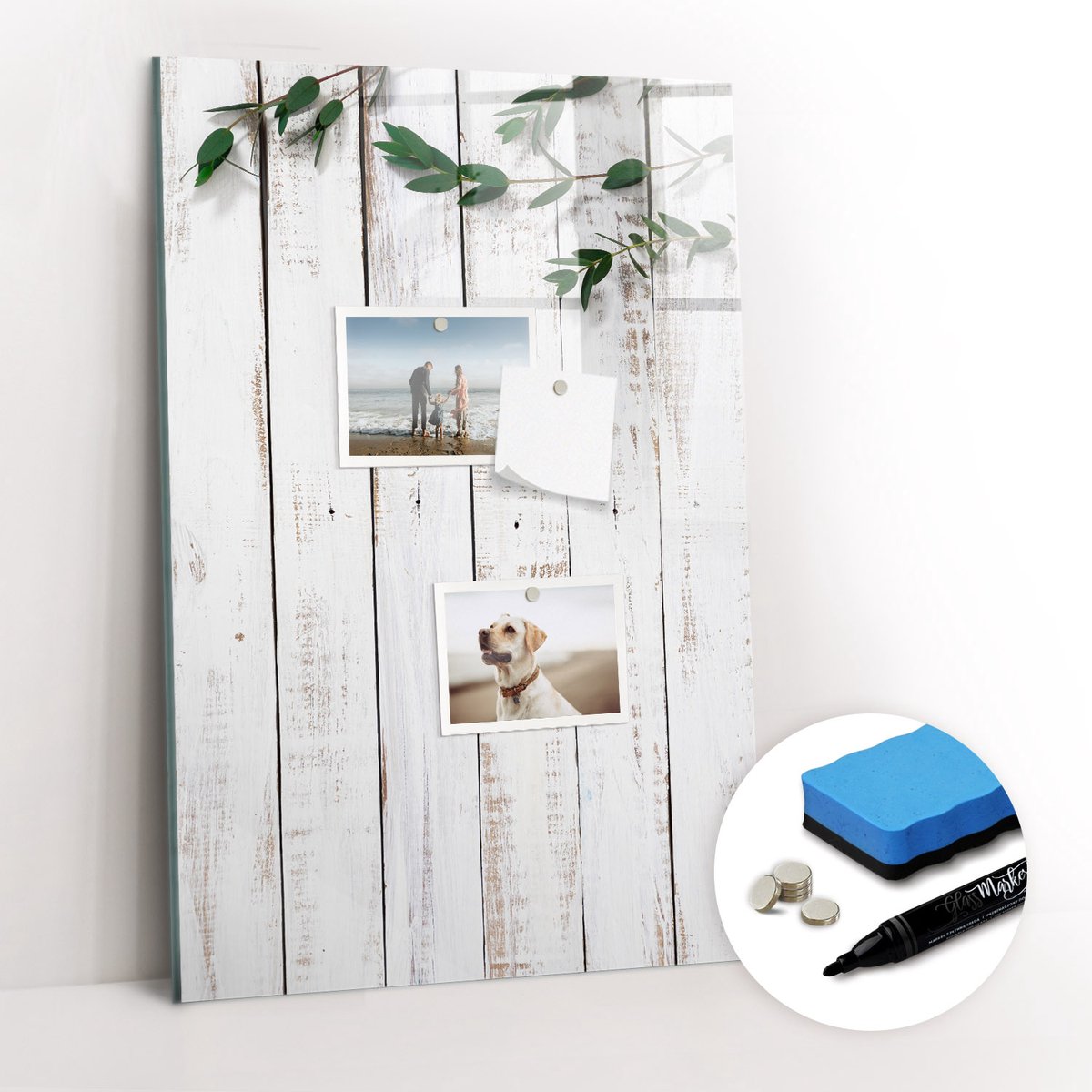 Tulup Whitebord - Houten wandpanelen - 40 x 60 cm - Wit Magneetbord Muur - Gratis 5 Sterke Magneten + Whiteboard Marker & Wisser - Scandinavisch Design Bord - Memo Bord - Planning Muur