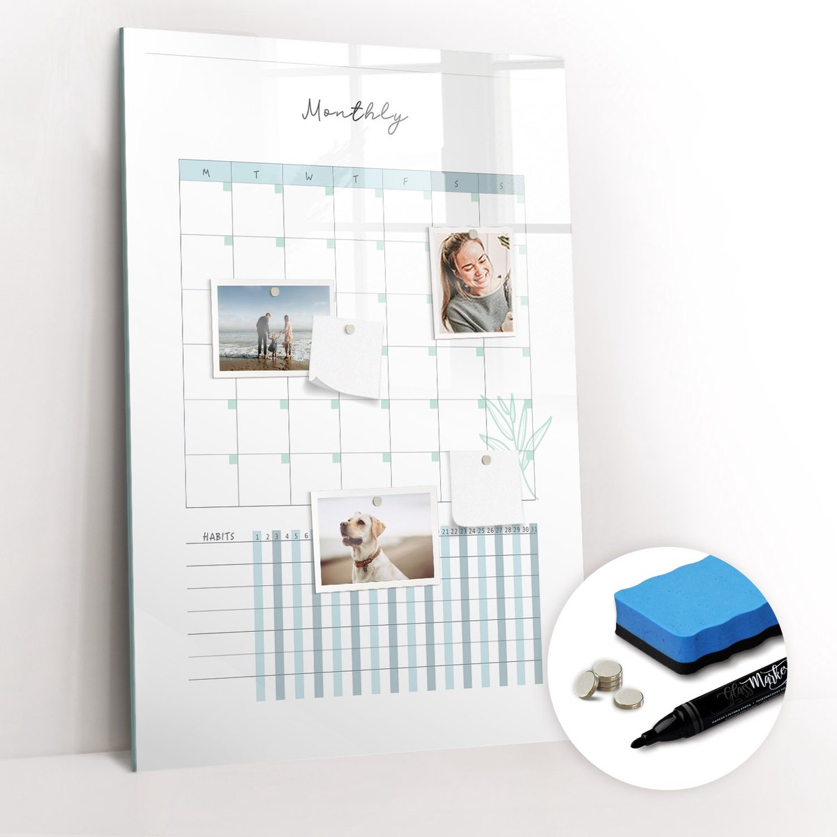 Tulup Whitebord - Maandkalenderplanner - 60 x 90 cm - Wit Memobord Magnetisch - Gratis 5 Sterke Magneten + Whiteboard Marker & Wisser - Organizer Muur - Memobord Magnetisch - Organiseer Je Bureau