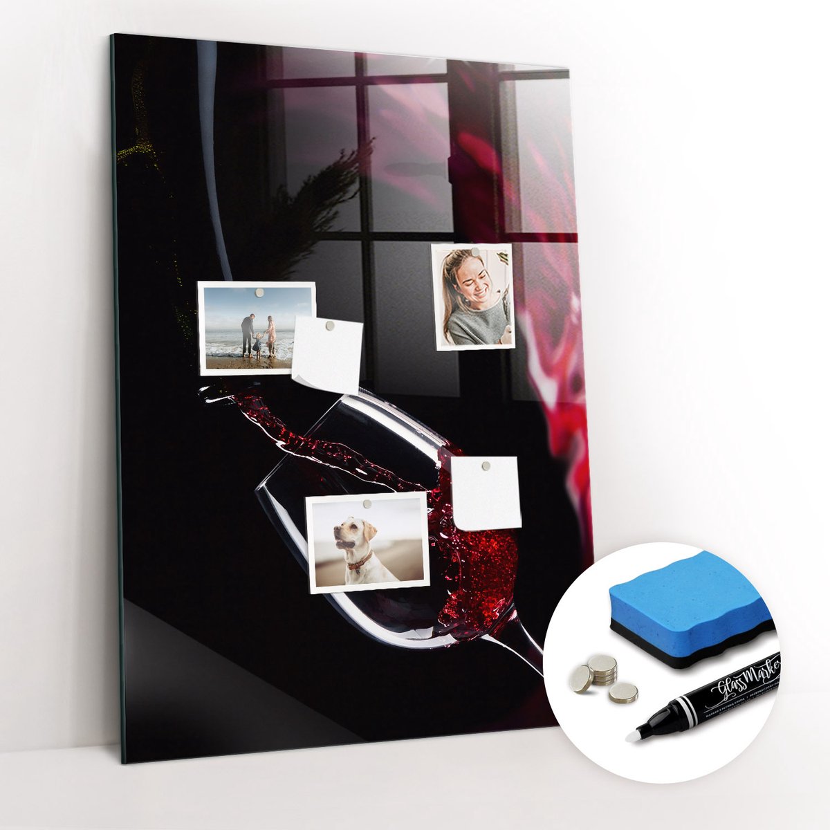 Tulup Whitebord - Gemorste wijn - 70 x 100 cm - Rood Magneetbord Muur - Gratis 5 Sterke Magneten + Whiteboard Marker & Wisser - Decoratief Magnetisch Bord - Magneetbord Keuken - Ideeënbord Thuiswerkplek