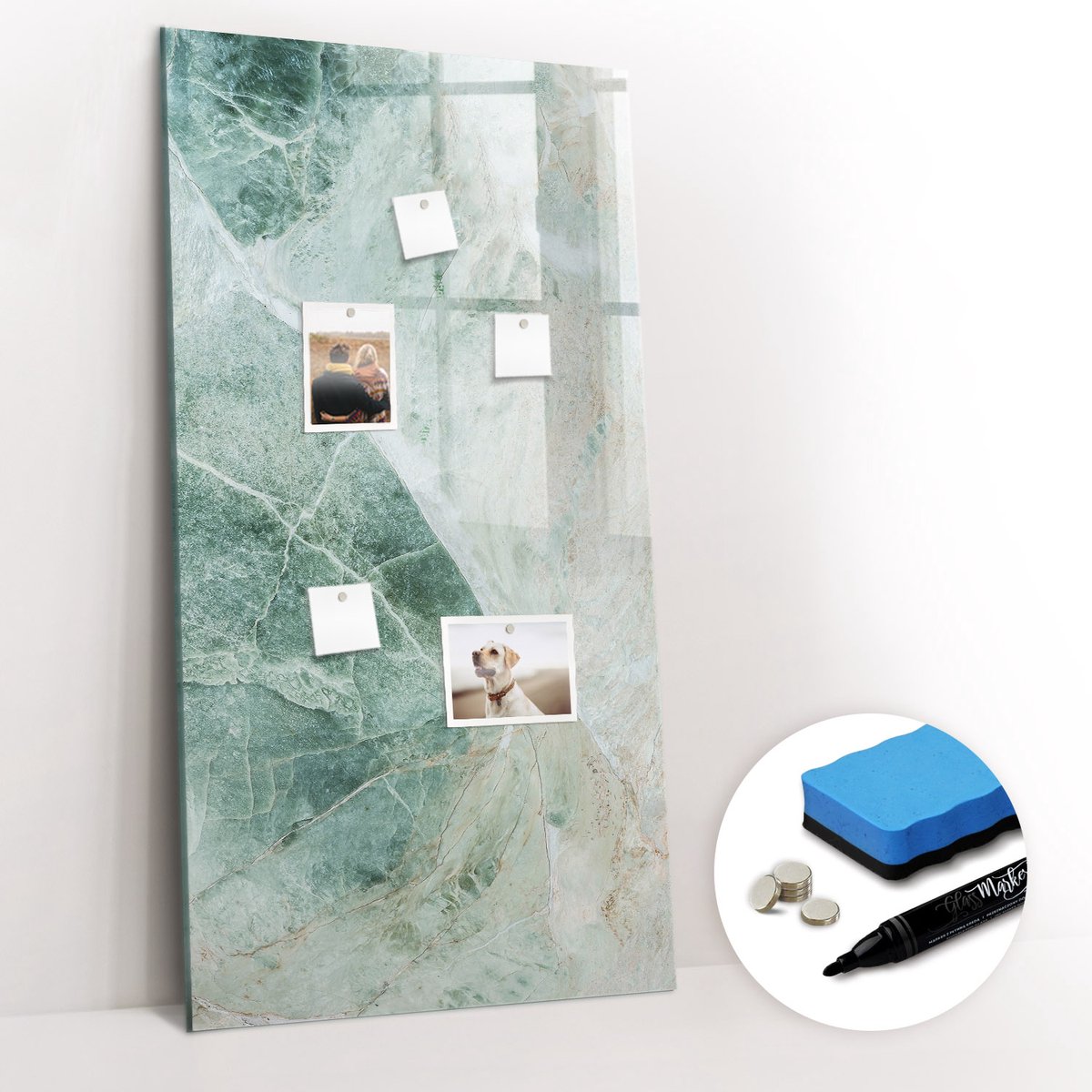 Tulup Whitebord - Marmersteen - 60 x 120 cm - Groente Magneetbord Rechthoekig - Gratis 5 Sterke Magneten + Whiteboard Marker & Wisser - Moderne Wanddecoratie - Magnetisch Memobord - Planning Muur
