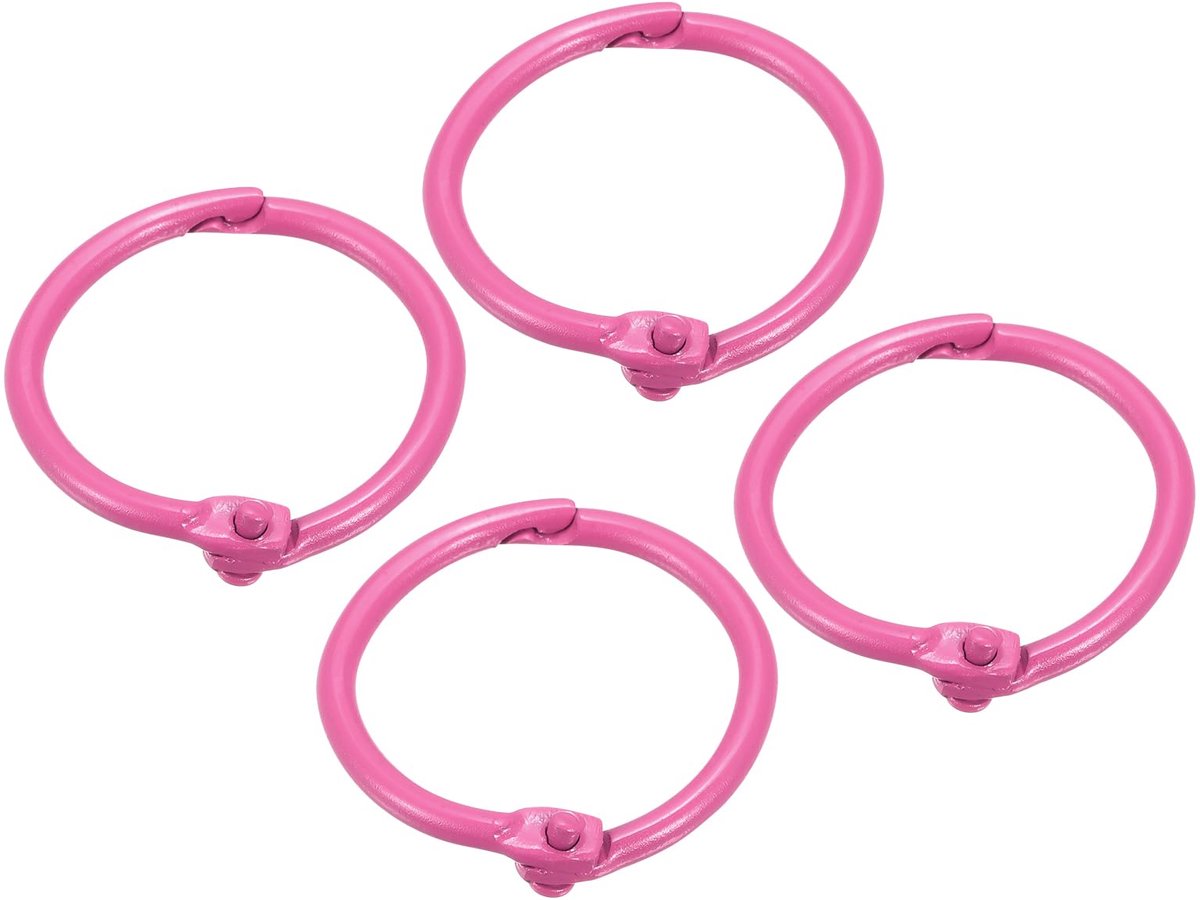Losse Blad Binder Ringen (30mm/1.2 Inch) 4 stuks, Stalen Sleutelhanger Binder Clips Boek Ringen - voor Thuis of Kantoor, Rose Rood
