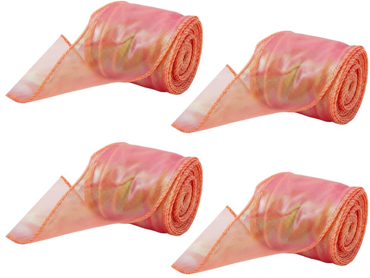 Organzalint, 4 rollen van 10 meter, 6 cm breed, doorschijnend chiffonlint, cadeaulinten, voor bruiloftsdecoraties, kerst, boeketten, decoratie, zelfgemaakte strikken