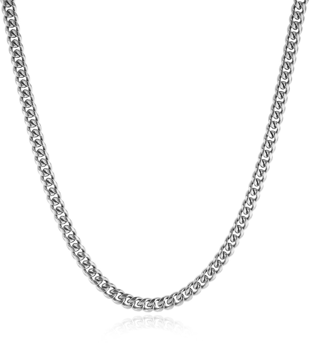 Cubaanse ketting voor mannen roestvrij staal heren zilveren ketting diamant geslepen hiphop link kettingen ketting 40-76 cm