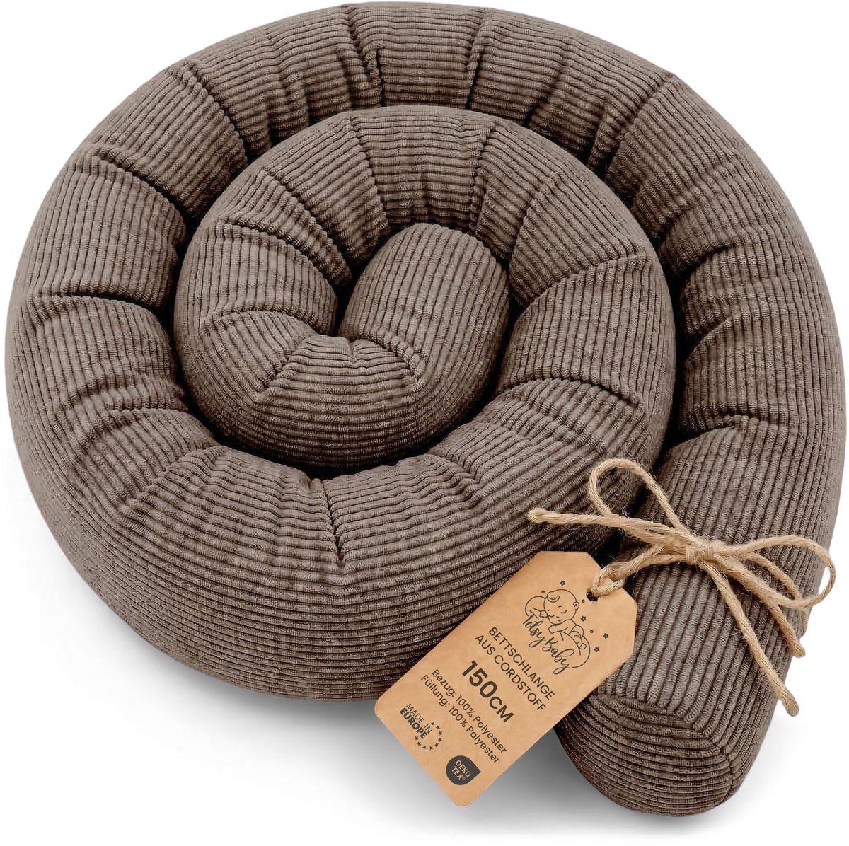 Zijslaper kussen Lichaamskussen 150 cm Corduroy - Lang kussen bed rol slaapkussen nek rol Decoratie voor kinderkamer Oeko-Tex certificaat Bruin B