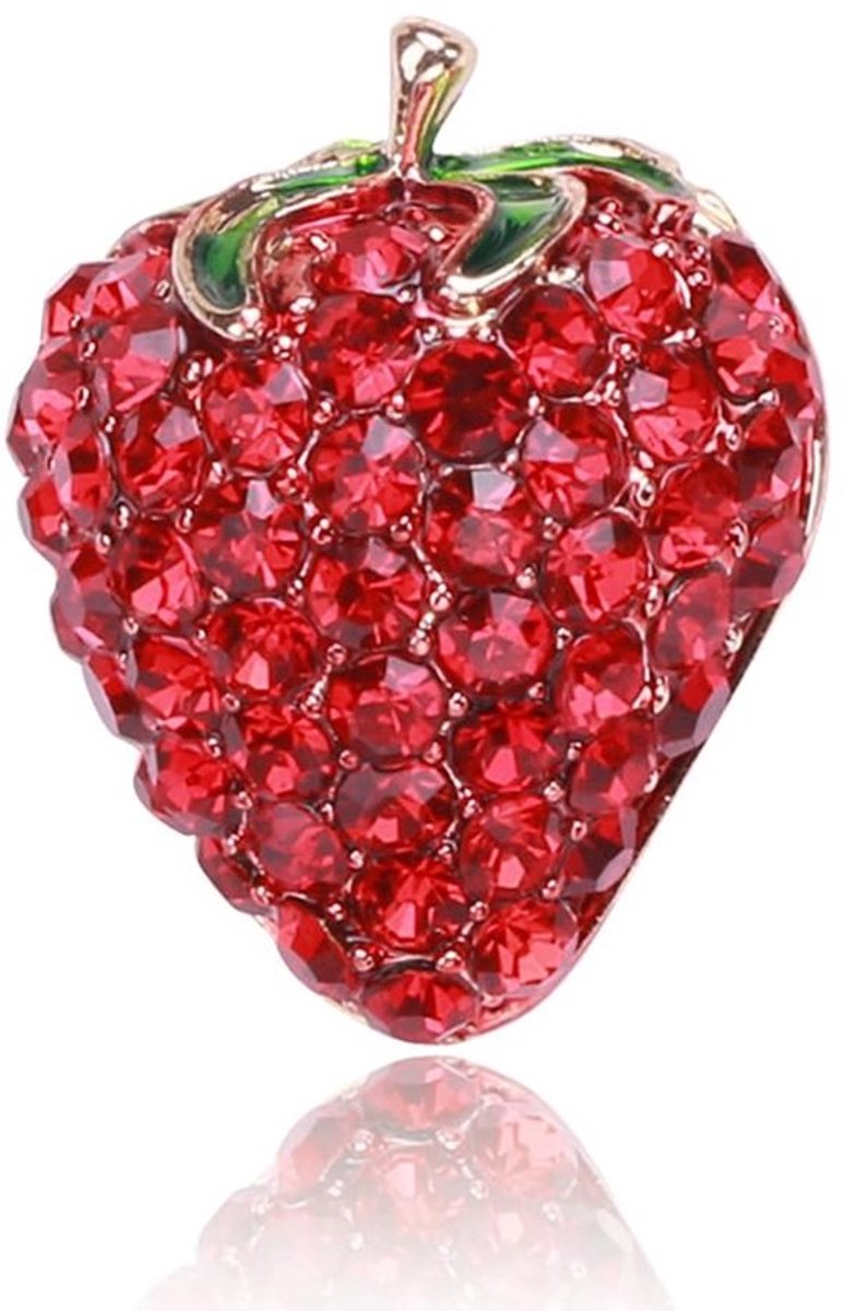 Dailygoody - Aardbei Broche - Delicate Rode Kristal - Ideaal