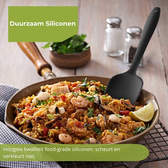 HI NATURE™ Spatel set 3 stuks - Spatel silicone - Siliconen spatel set BPA vrij - Spatelset - Keukenspatel - Pannenlikker - Bakspaan - Keukengerei set | hittebestendig - Anti-aanbak - Keuken gerei (Zwart)