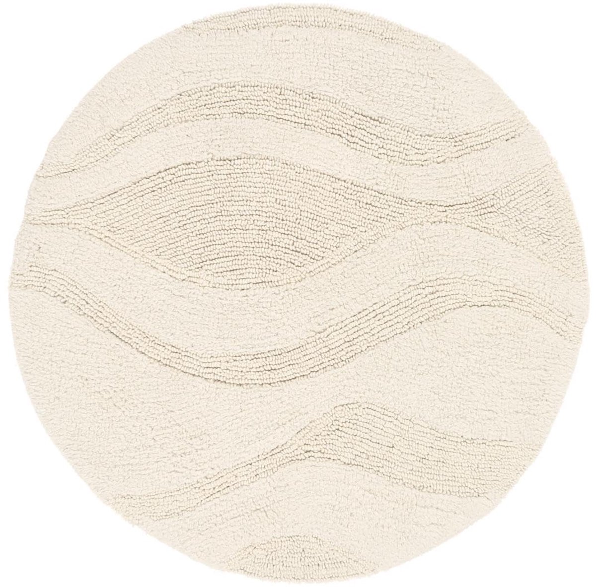 Vloerkleed, Moderne, Ø 120 cm, Rond, Laagpolig, Woonkamer, Slaapkamer, Hal, Machinewas, Wit
