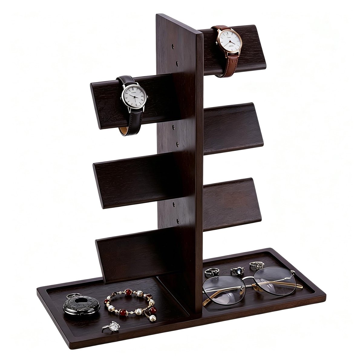 PH PandaHall Houten Horloge Houder Stand Horloge Display Toren Horloges Display Rekken Meerdere Horloges Organizer Tafelblad Sieraden Houder voor Mannen Vrouwen Vaderdag Geschenken Horloge Armbanden