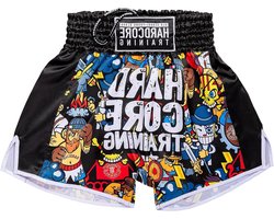 Muay Thai Shorts - Thaiboxing Broekjes - Kickboksen Trainen - Zijsplit Design - Herren Maat - Zwart