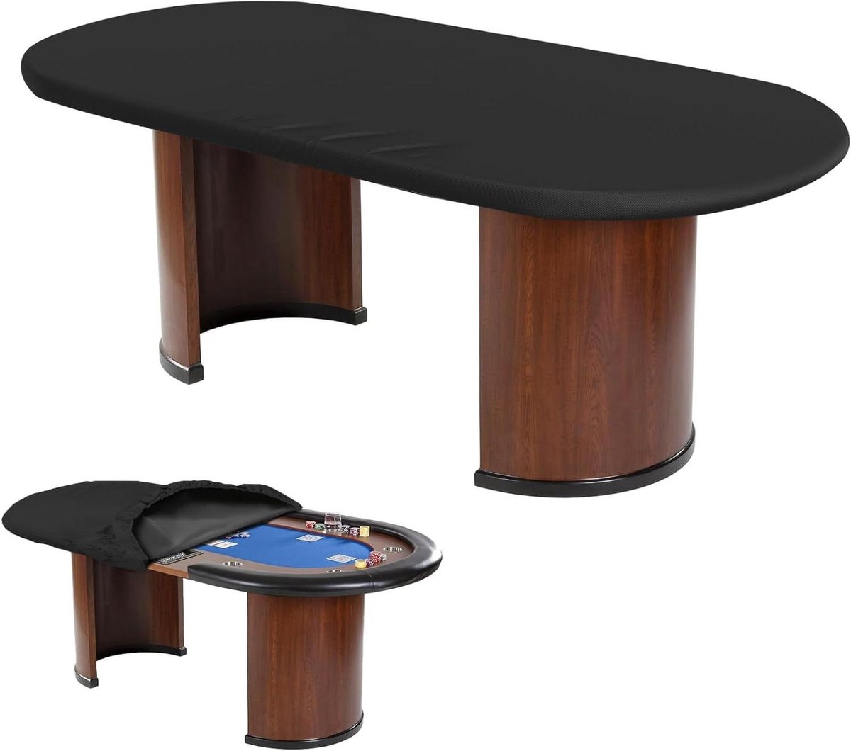 Ovale Pokertafelhoes - Kaarttafelhoes - Tafel Beschermen - Waterdicht Oxford Stof - 96x44 inch - Zwart