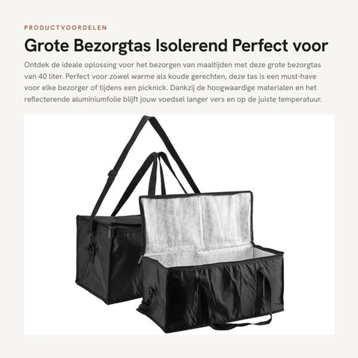 Dailygoods- Bezorgtas 2 stuks - 40 l - 56 x 26 x 26 cm - Geïsoleerde