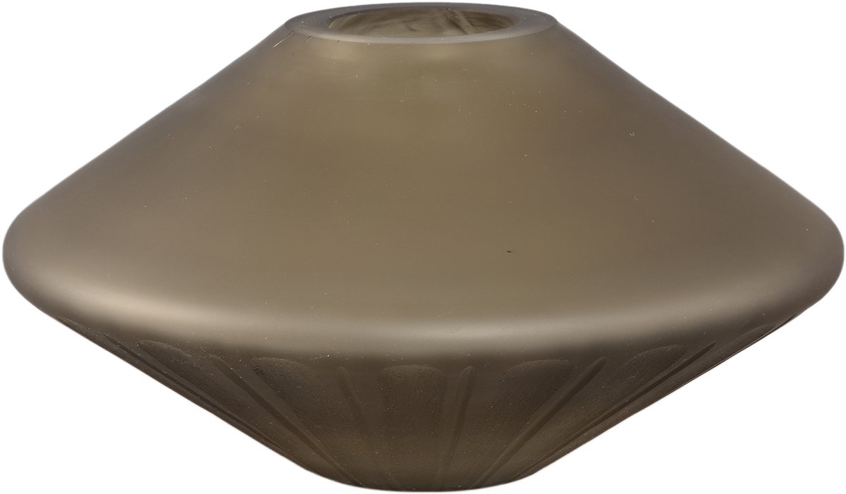 PTMD Damiri Brown Glass Handcut Vase Lines S