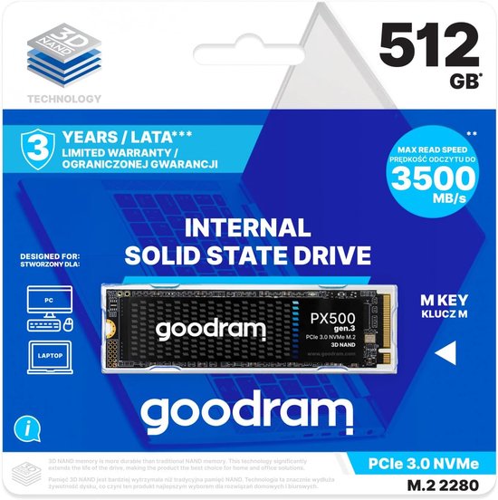 500GB Interne SSD M.2 NVMe PCIe 3.0 - 3200MB/s Lezen, 2400MB/s Schrijven — afbeelding 2