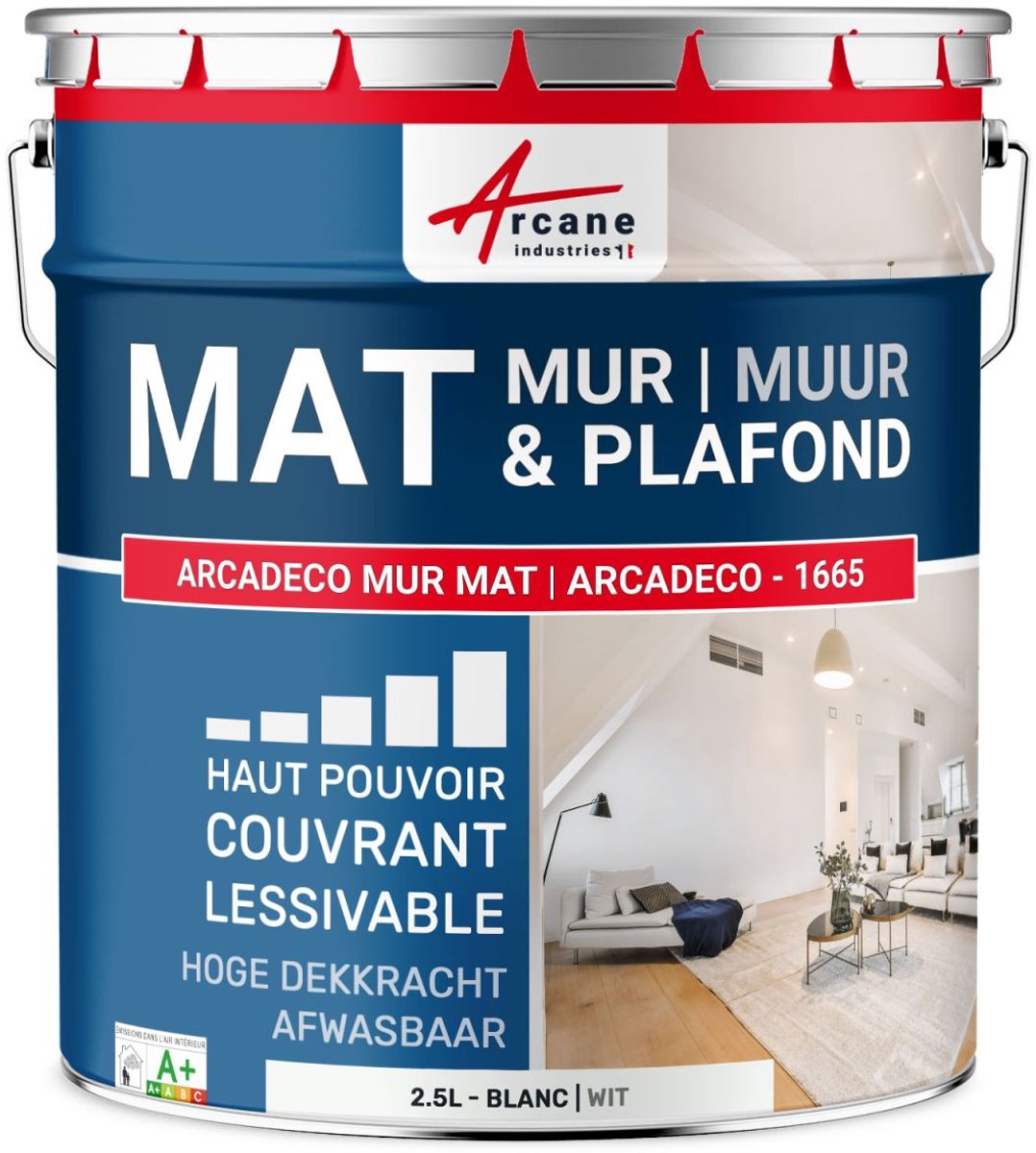 Professionele matte muurverf – ARCADECO - 1665 - Fluwelen afwerking, ultra dekkend en eenvoudig aan te brengen