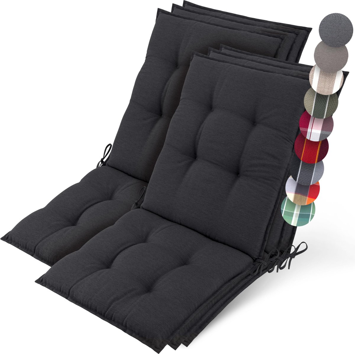 Set van 6 Lage Rugleuning Kussens - UV-bestendig 100x50 cm Antislip Tuinstoelkussen - 8 cm Dik