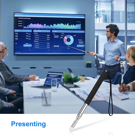 Uitschuifbare Aanwijzer - Telescopische Stang - Presentaties Geven - Roestvrij Staal - 100 cm - Zwart — afbeelding 3