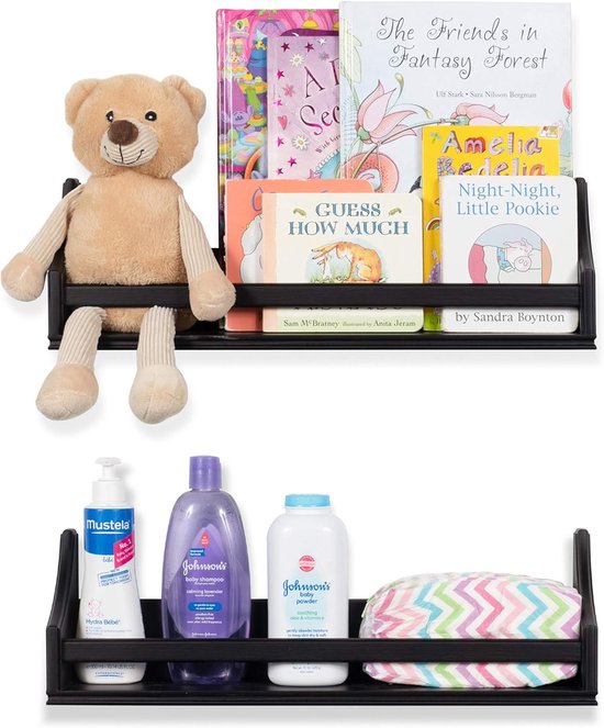Wandplanken Set - Zwevende rekken - Kinderkamer decoratie - Set van twee - 50 cm lengte - Zwart — afbeelding 4