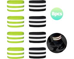 Broekklemmen 8pcs – Reflecterende Fietsbroekclip, Elastische Reflectorband, Maximaal 35-50cm – Veiligheid voor Nachtelijk Fietsen, Hardlopen, Wandelen en Outdoor Activiteiten