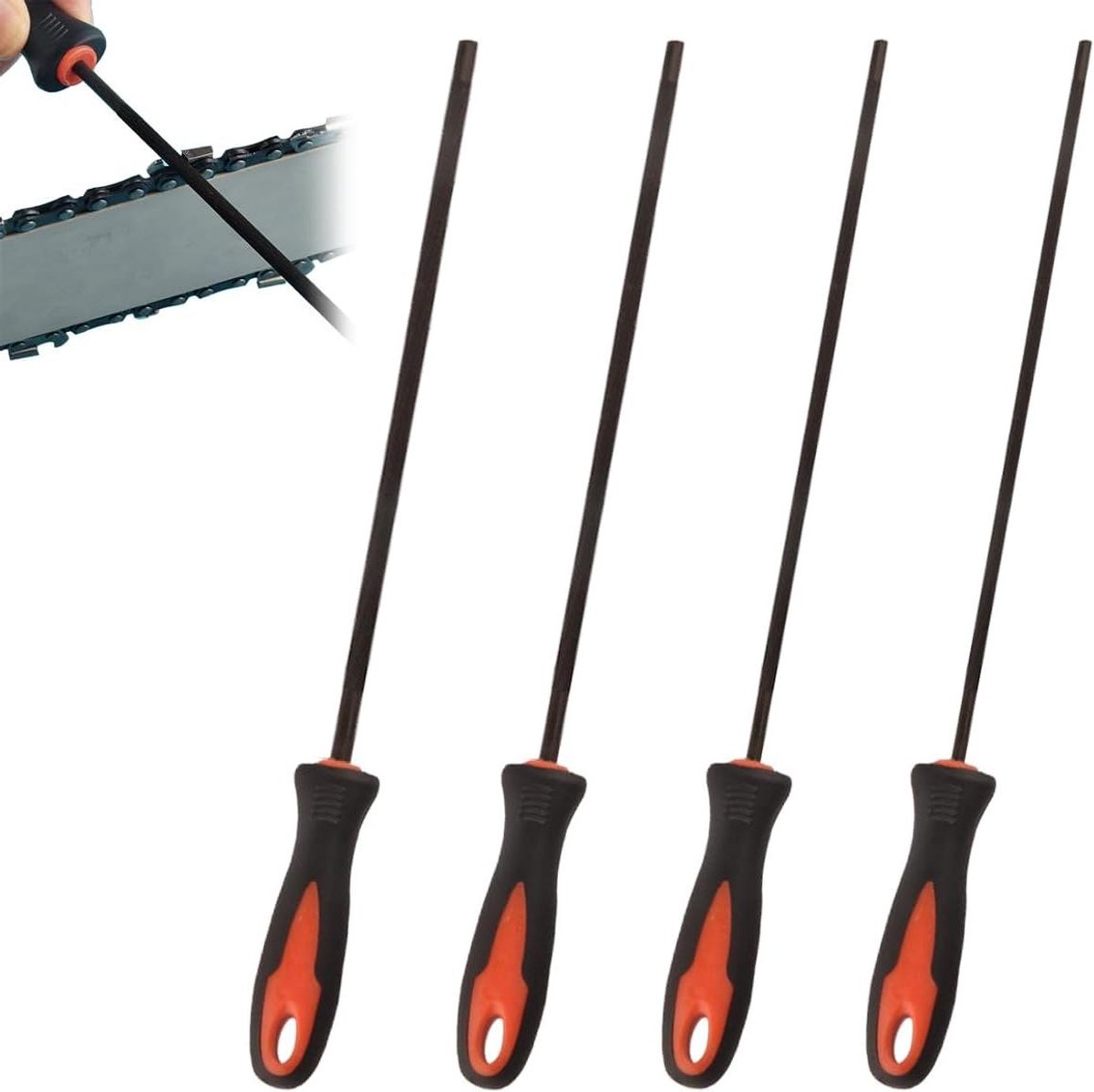 Zaagketting Vijlen - Ronde Vijlen - Ketting Scherp Maken - Set van Vier - 3.2-5.5mm - Zwart