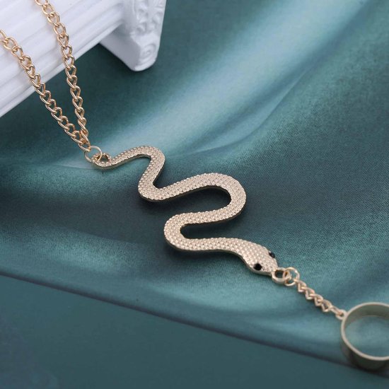 Handketting goud slang vinger ring armband slang slaven ketting handharnas Hallowen Medusa modesieraden voor vrouwen — afbeelding 3