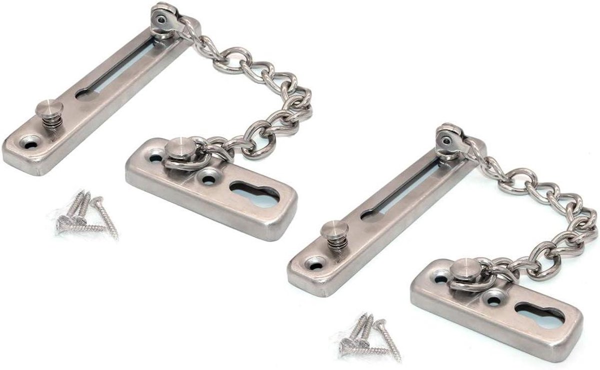 Deurkettingen Set - Extra Beveiliging - Veilig Wonen - Versterkte Inbraakwering - 2 Stuks - Zilverkleurig