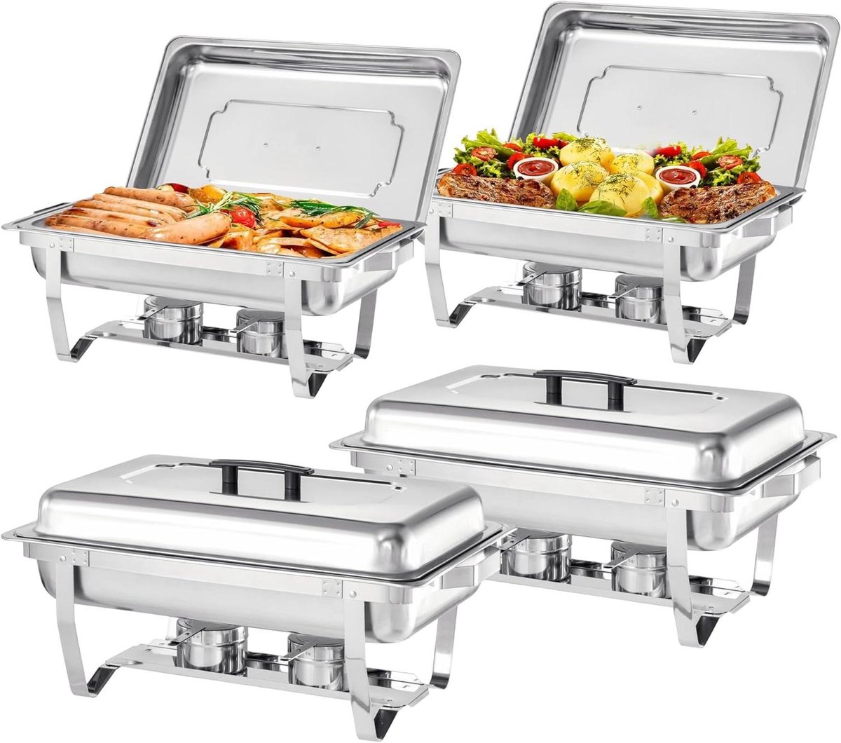 Buffet Set - Warmhoudbak Set - Feestelijke Gelegenheden - Inklapbaar Frame - 8 Quart - Zilverkleurig