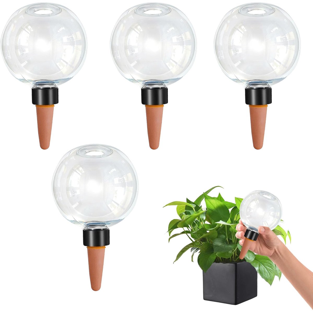4 stuks irrigatieballen voor planten, 500 ml waterdispenser, planten, irrigatie, transparante zelfbewatering, geschikt voor potplanten