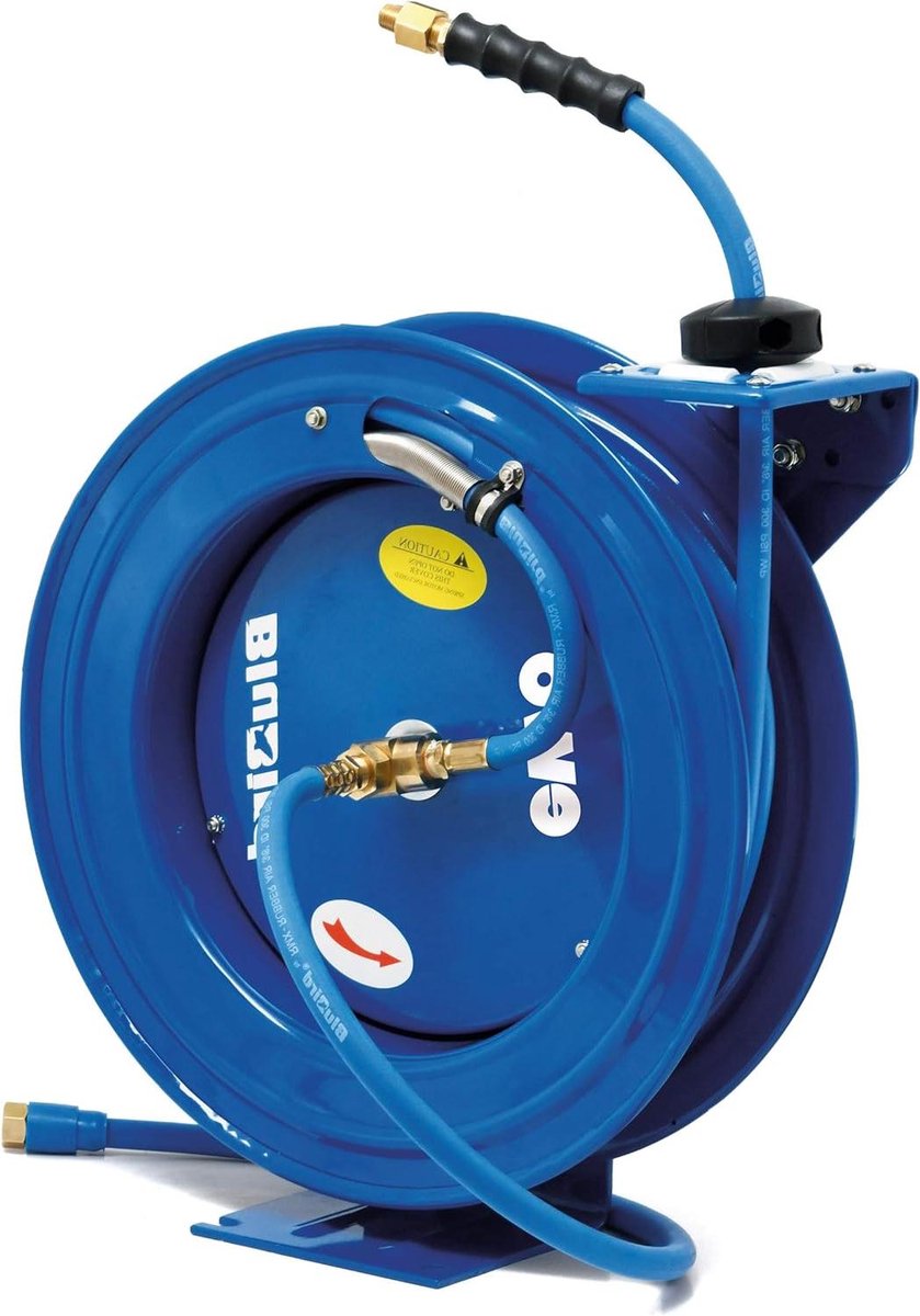 Slanghaspel Metaal - Automatische oproller - Airco Werk - Ozonbestendig Rubber - 20 Meter - Blauw