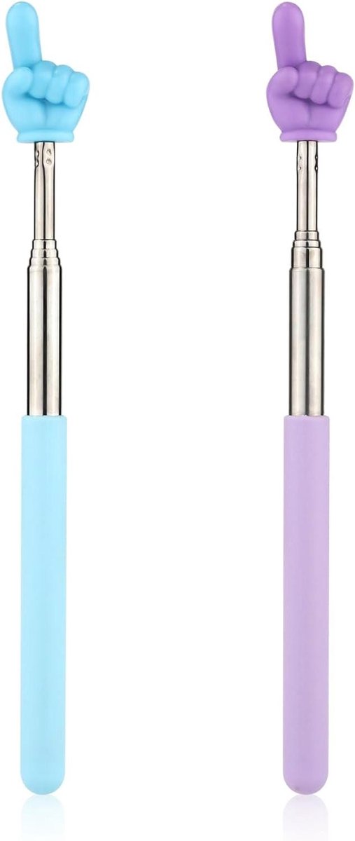 Leraren Pointer Stick - Uitschuifbare Aanwijzer - Klas Presentatie - Vinger Vorm Ontwerp - 21 tot 68 cm - Blauw Paars
