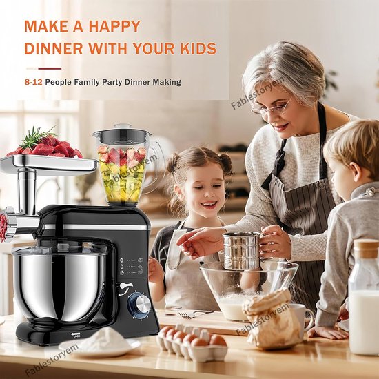Krachtige 5-in-1 Keukenmachine 10L Met Accessoires: Kneedmachine, Mixer, Vleesmolen van Merkloos — afbeelding 2